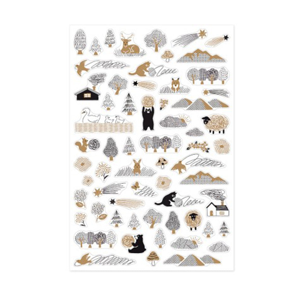 Midori Yuru Log Sticker Sheet - Camouflage Forest