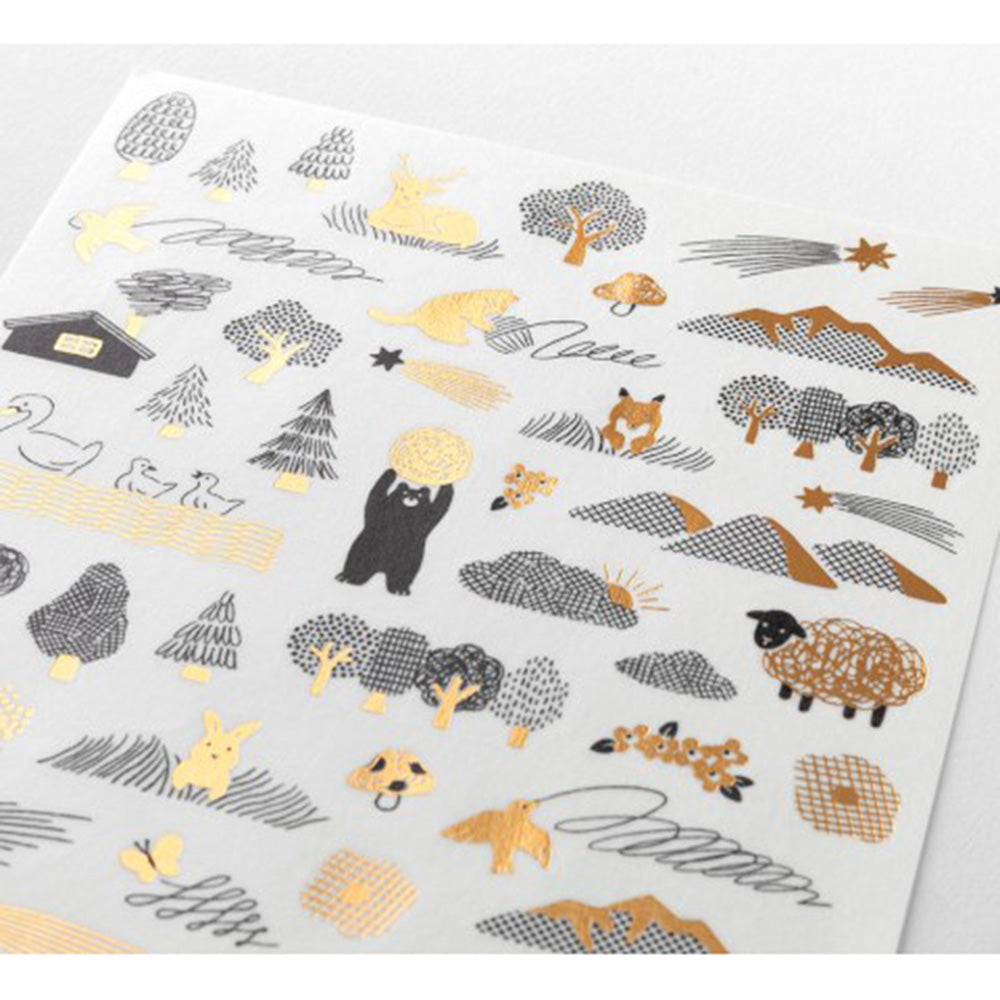 Midori Yuru Log Sticker Sheet - Camouflage Forest
