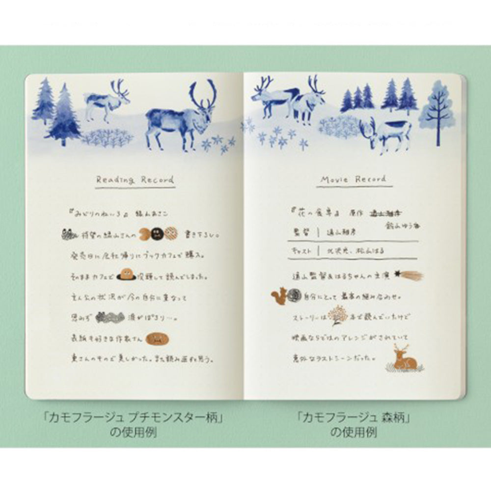 Midori Yuru Log Sticker Sheet - Camouflage Forest