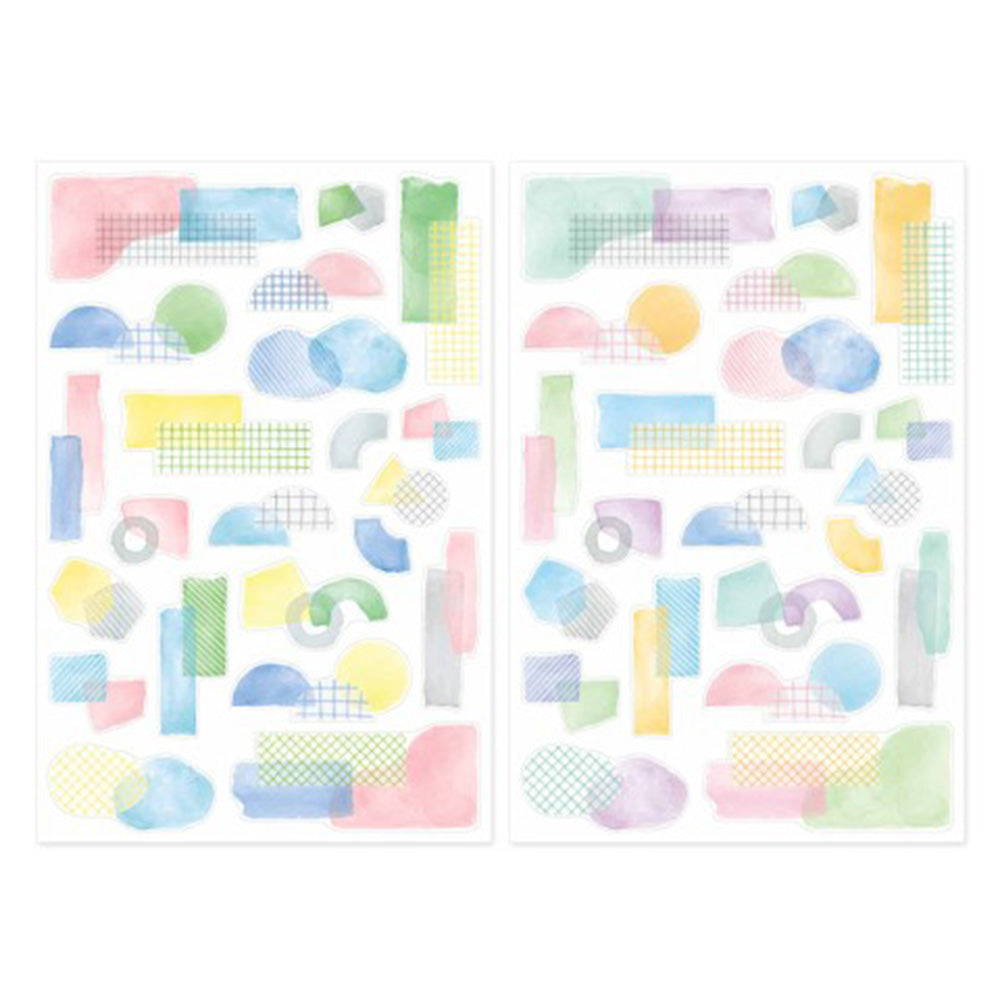 Midori Yuru Log Sticker Sheet - Collage Watercolor Motif