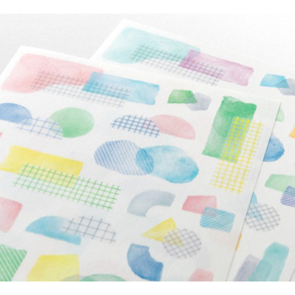 Midori Yuru Log Sticker Sheet - Collage Watercolor Motif