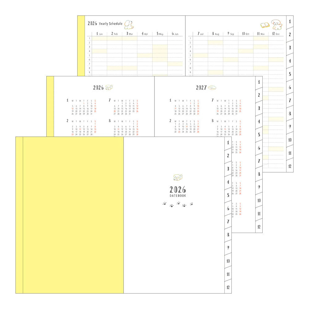 Midori 2026 Pocket Diary B6 - Dogs