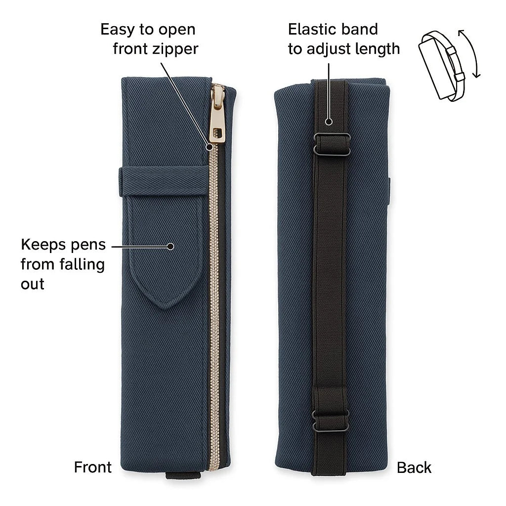 Midori Book Band Pen Case B6 - A5 - Navy - M.Lovewell