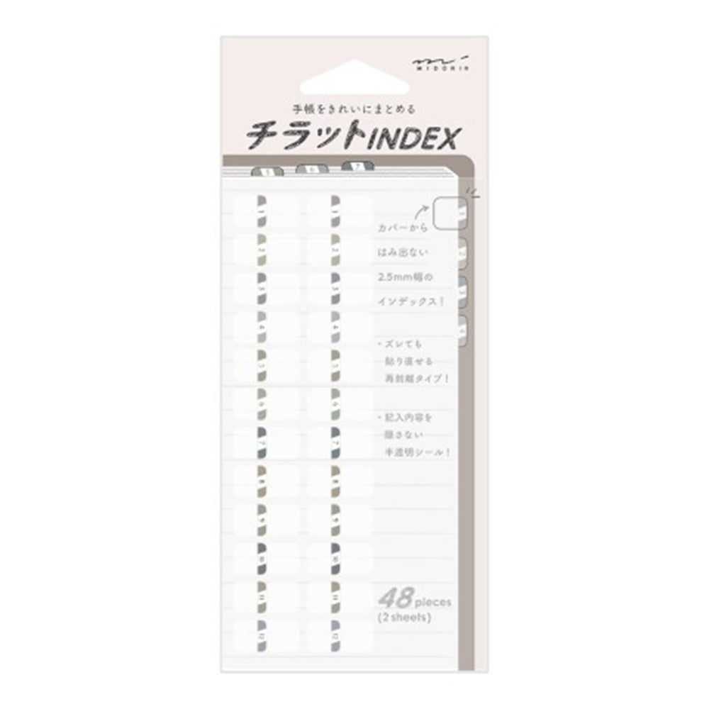 Midori Index Label S Chiratto Numbers - Gray - M.Lovewell