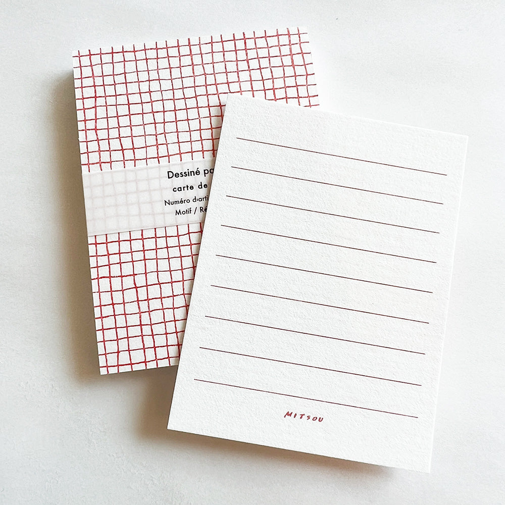 Mitsou Letterpress Flat Note Set - Check Red