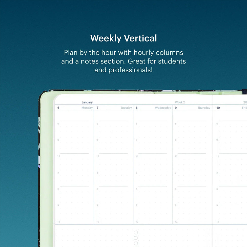 Mossery 2026 Vertical Weekly Planner - Black