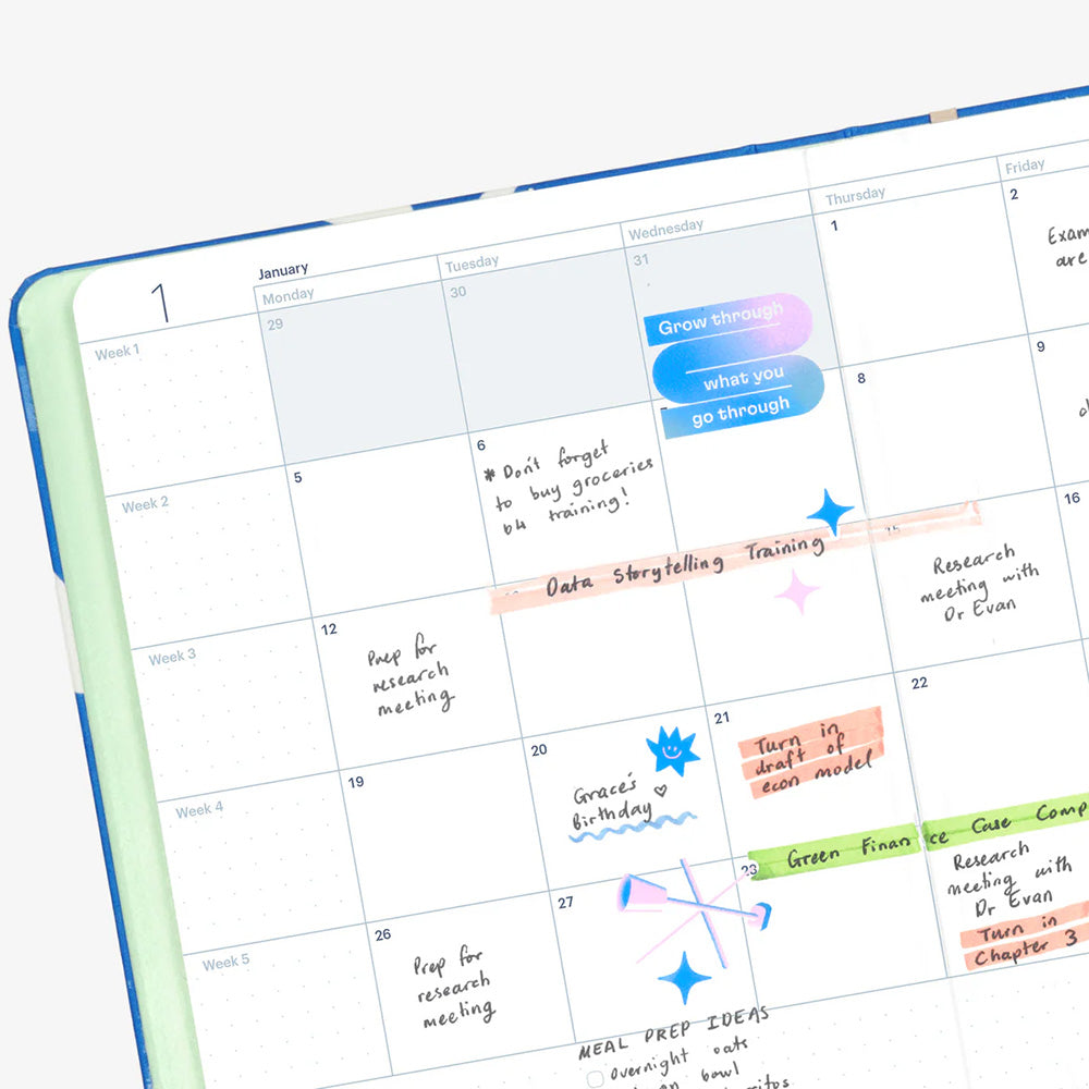 Mossery 2026 Vertical Weekly Planner - Black