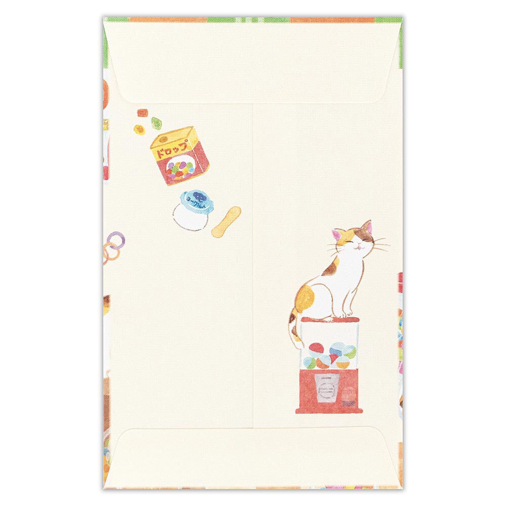 Nekorobi Retro Mini Envelopes Set of 3 - The Candy Store Mascot Omochi + Azuki - M.Lovewell