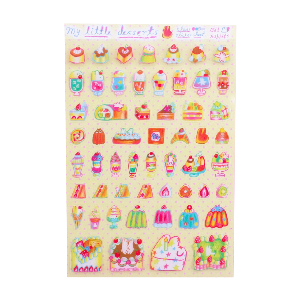 Sticker sheet with dessert sticker illustrations.