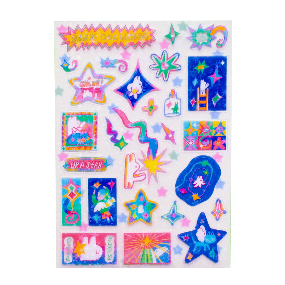 Sticker sheet with star designs