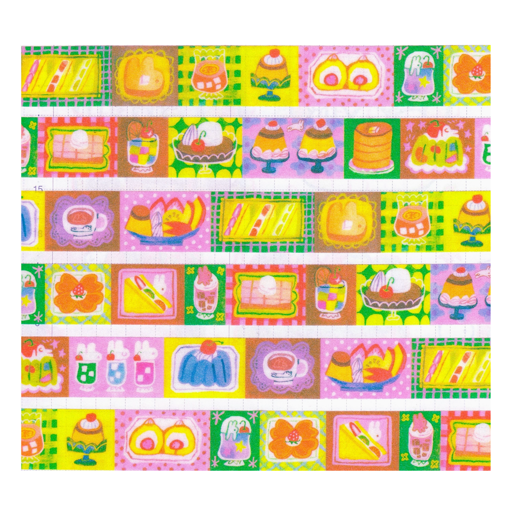 6 lines of washi tape with different dessert illustrations.