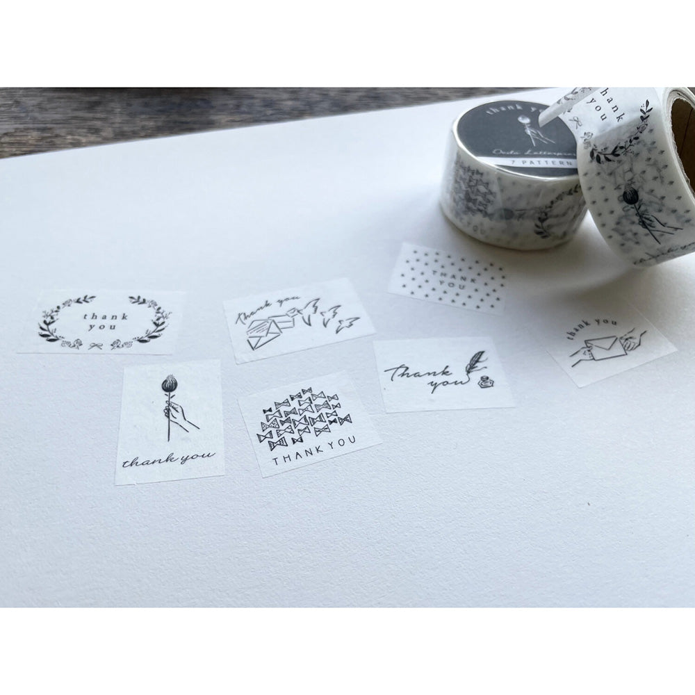 Oeda Letterpress Washi Tape - 7 Pattern Thank You