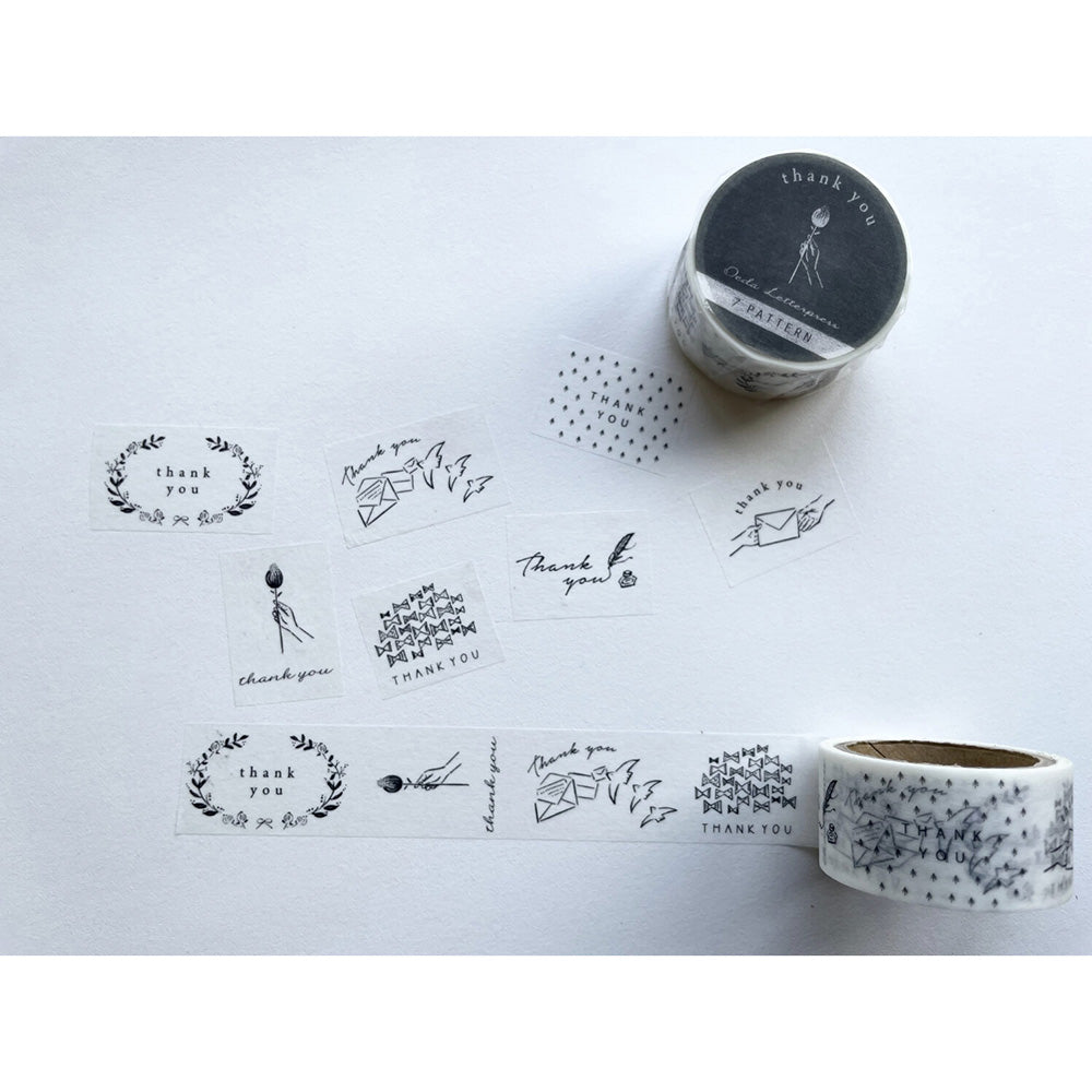 Oeda Letterpress Washi Tape - 7 Pattern Thank You
