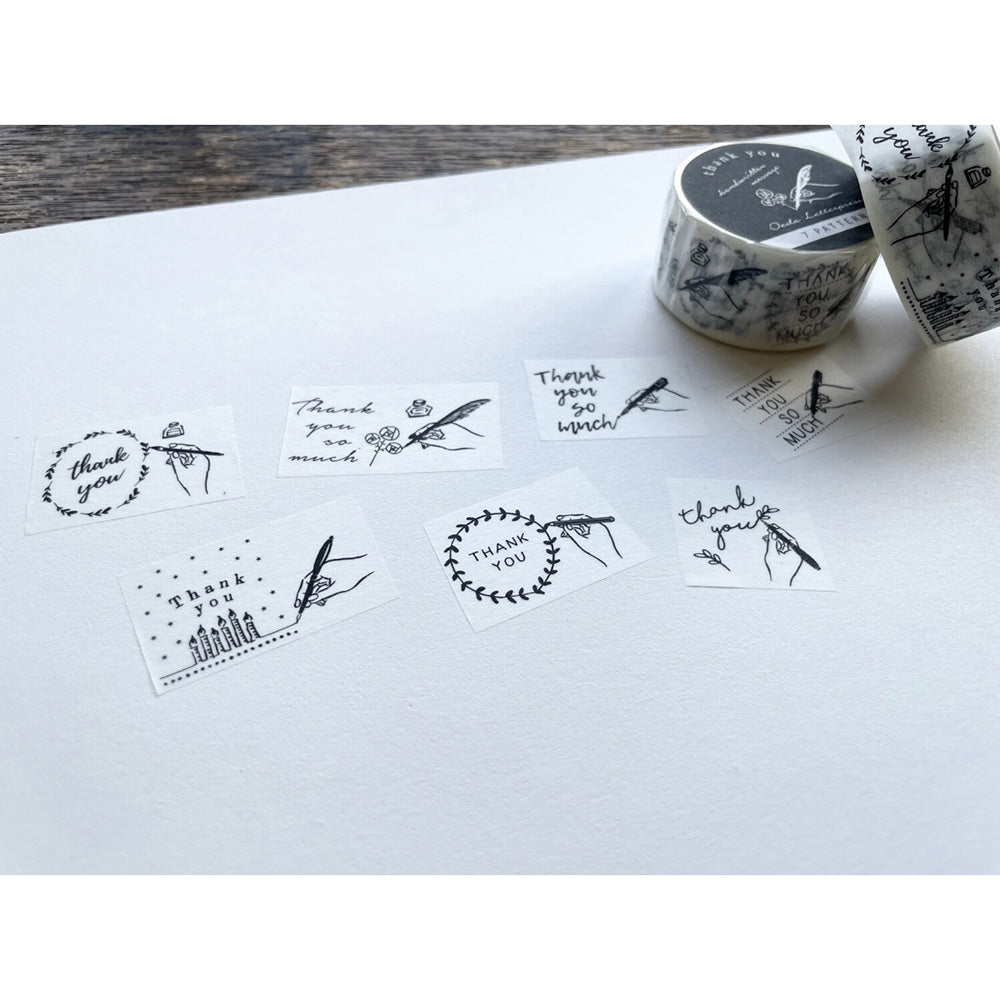 Oeda Letterpress Washi Tape - Handwritten 7 Pattern Thank You