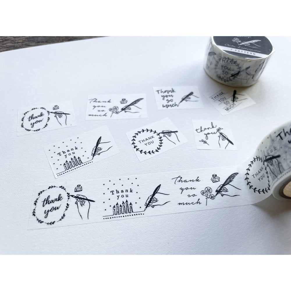 Oeda Letterpress Washi Tape - Handwritten 7 Pattern Thank You