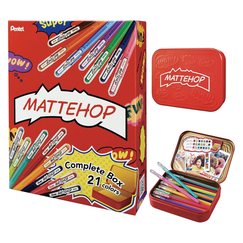 Pentel Mattehop Gel Pen - Complete Set of 21