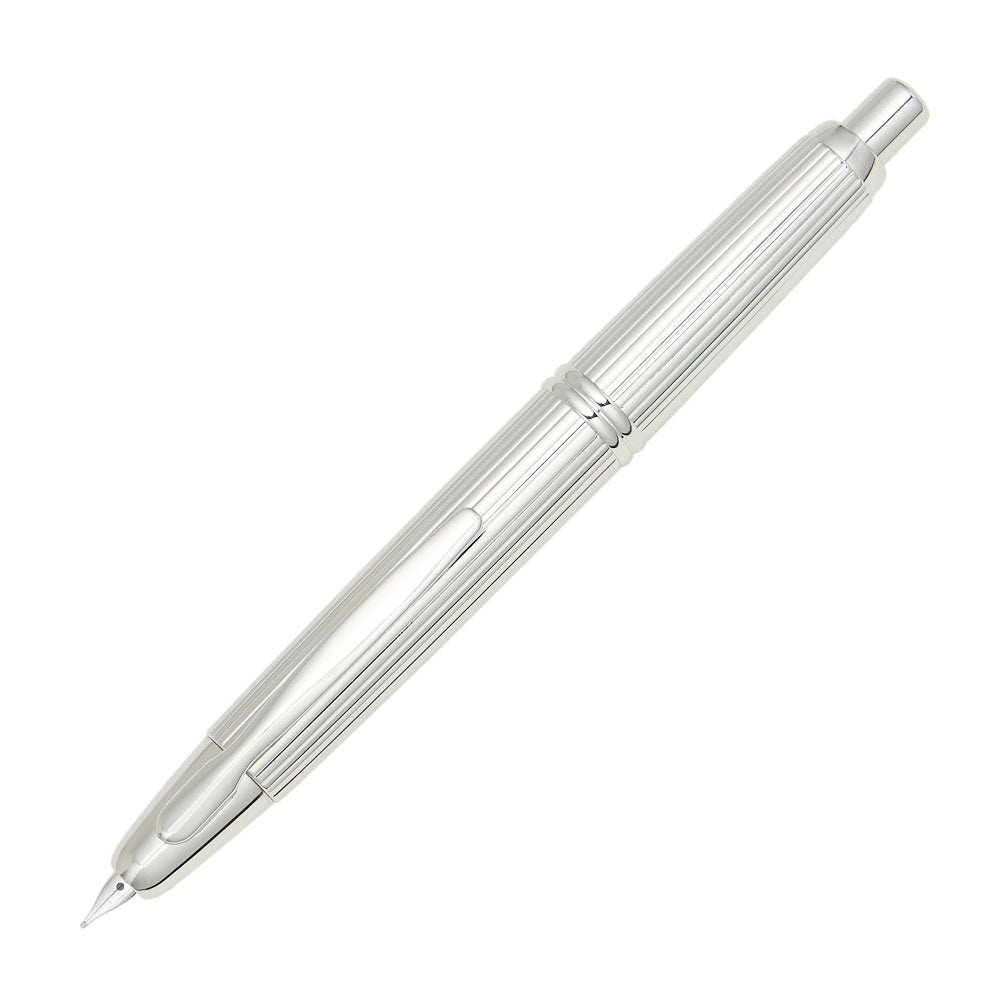 Silver pen on a white background