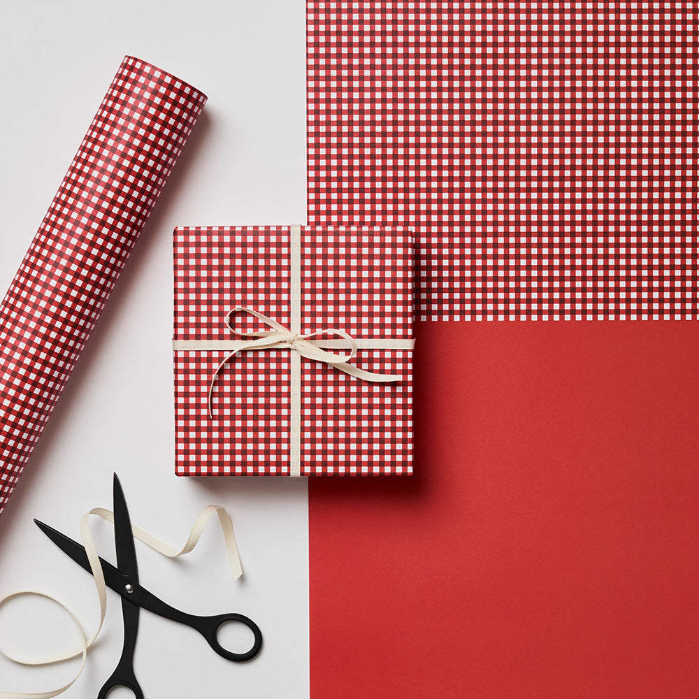 Red Gingham Gift Wrap Single Sheet Wrapping Paper
