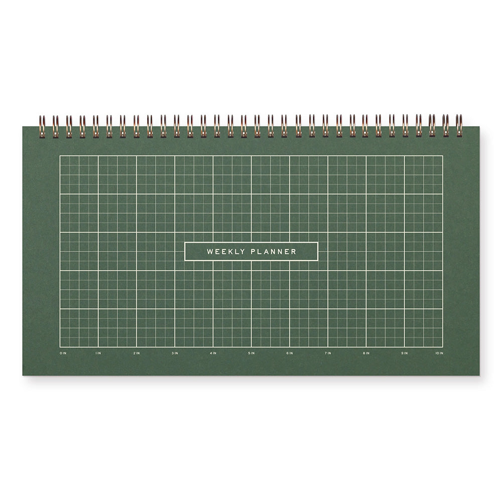 Ruler Grid Undated Weekly Desktop Planner - Forest Green
