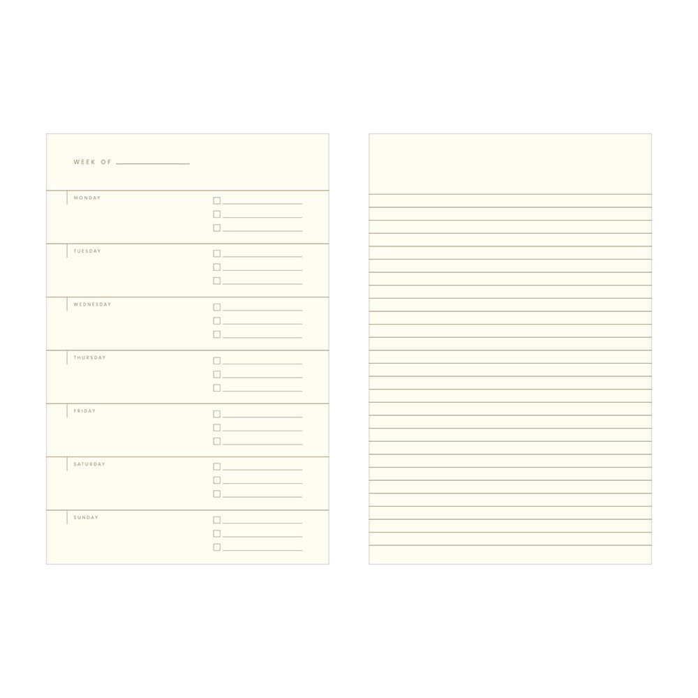 Ruler Grid Undated Weekly Planner Journal - French Vanilla