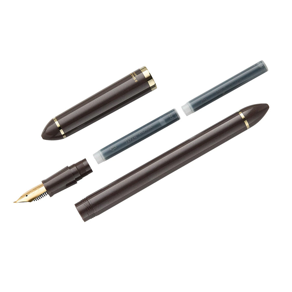 Sailor Fude De Mannen Fountain Pen - Nib Angle 40 Degrees - Brown