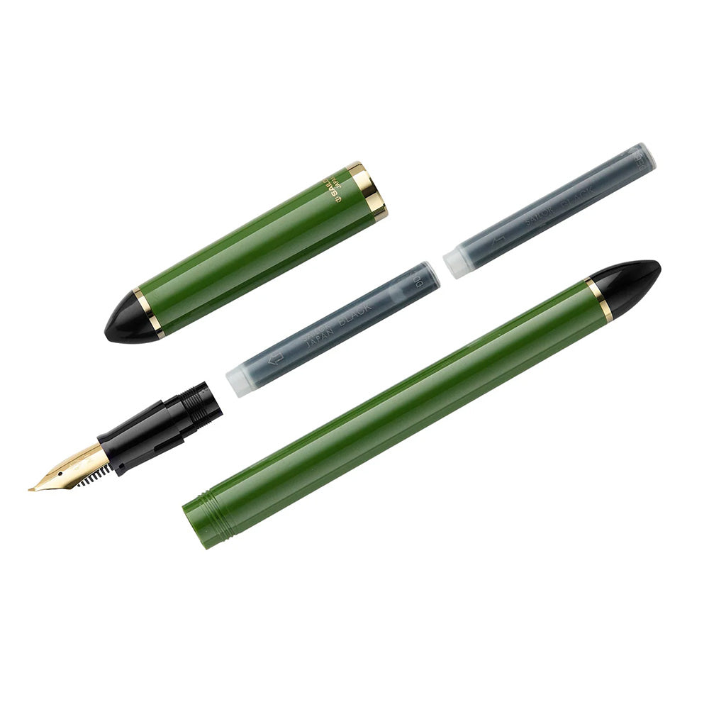 Sailor Fude De Mannen Fountain Pen - Nib Angle 55 Degrees - Green