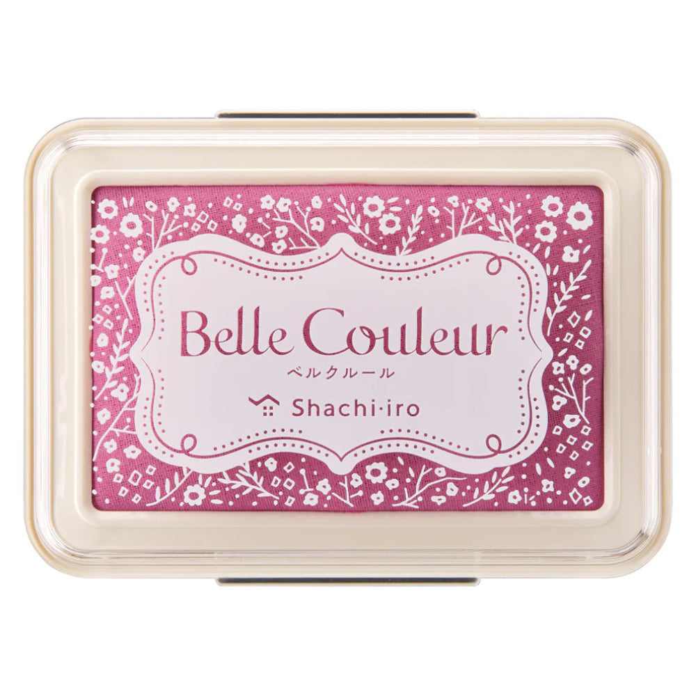 Belle Couleur ink pad with floral design and 'Shachi-iro' branding on a white background