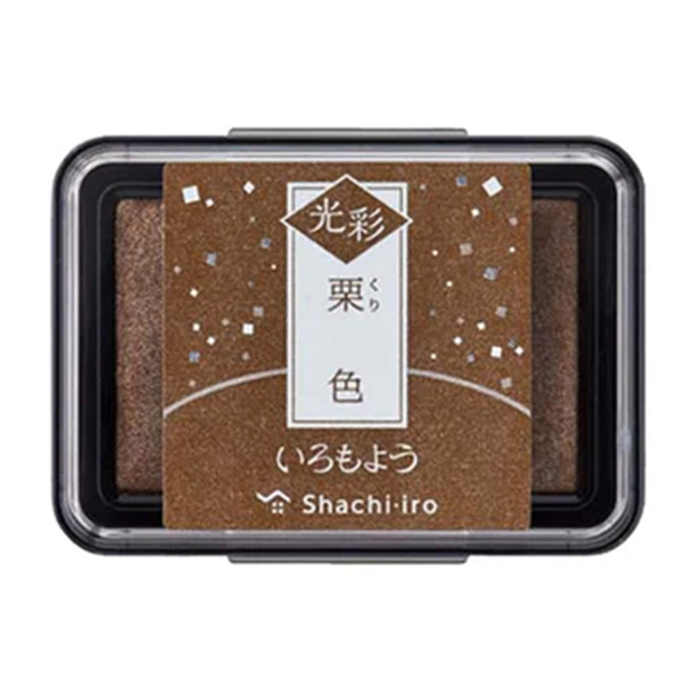 Brown ink pad with 'Shachi-iro' branding on a white background