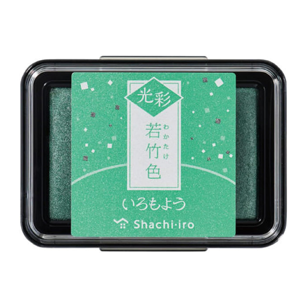 Green ink pad with Shachi-Iro branding on a white background