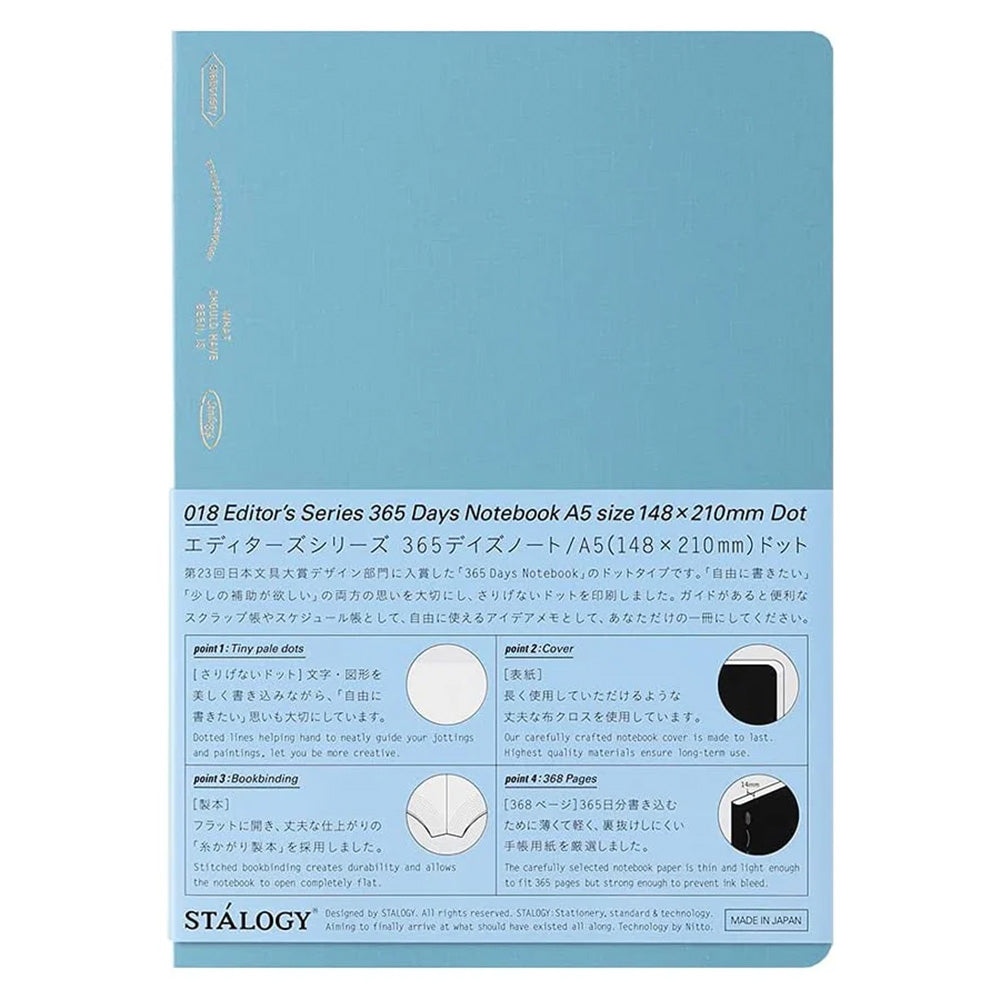 Stalogy 365 Days A5 Notebook Dot Grid - Blue - M.Lovewell