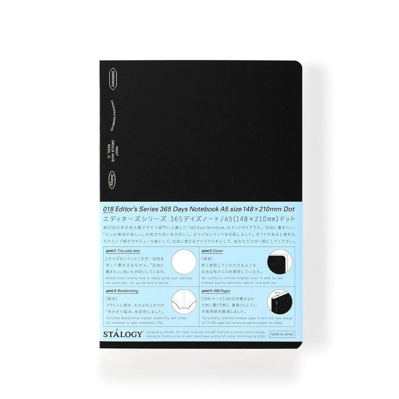Stalogy Limited Edition 365 Days A5 Notebook Dot Grid - Black - M.Lovewell