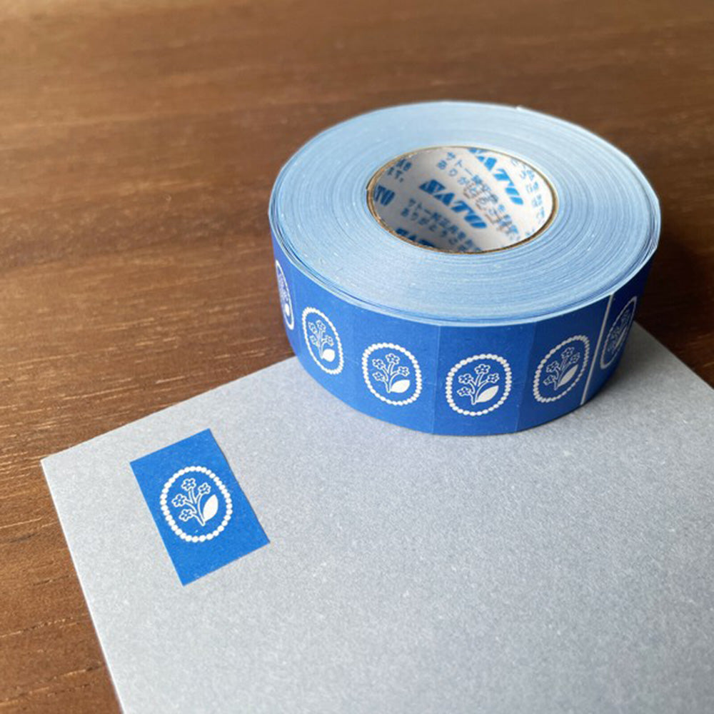 Stamp Marche Labeler Sticker Seal - Marl Chan - Flower Brooch Blue