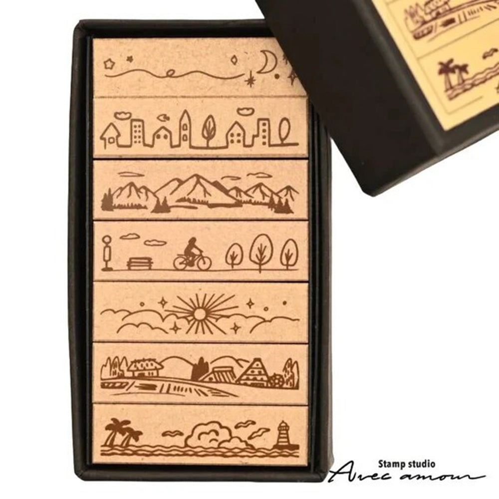 Stamp Studio Avec Amour - Border Stamp Set - Landscape