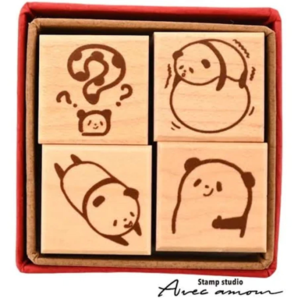 Stamp Studio Avec Amour - Petite Stamp Set - Panda Hatena