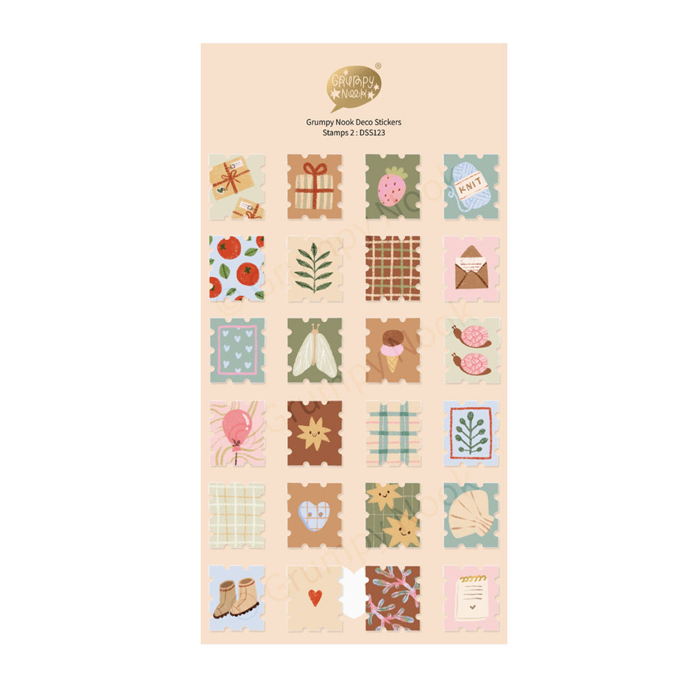 Sheet of decorative stickers with various designs on a beige background
