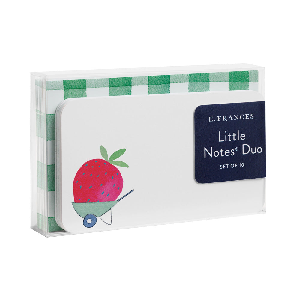 Pack of E. Frances Little Notes Duo with strawberry design on a white background