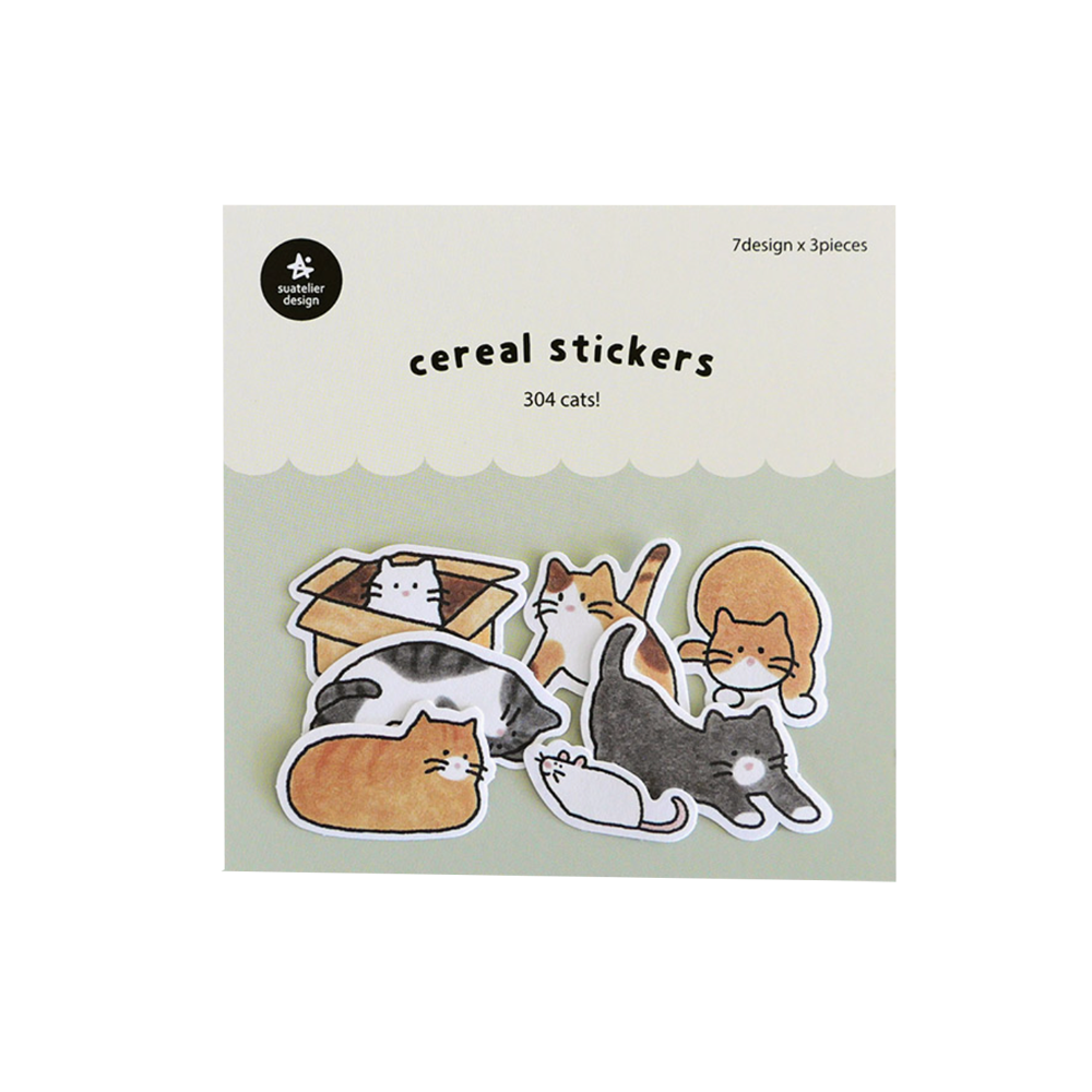 Sticker pack of different cat illustrations.