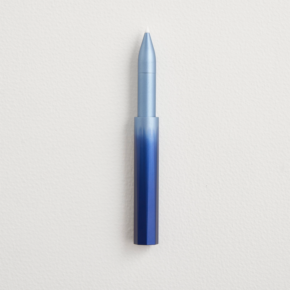 Blue gradient pen on a white background
