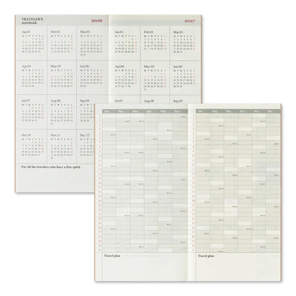 Traveler's Notebook Insert Monthly 2026