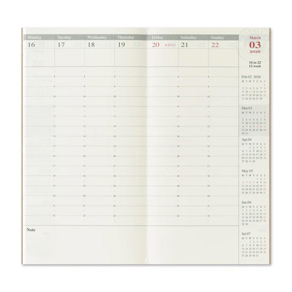 Traveler's Notebook Insert Weekly Vertical 2026 - M.Lovewell