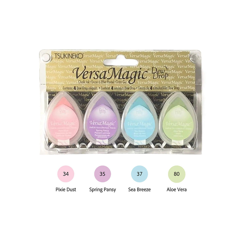 Tsukineko VersaMagic Dewdrop Stamp Ink Pad 4-Color Set - Pretty Pastel