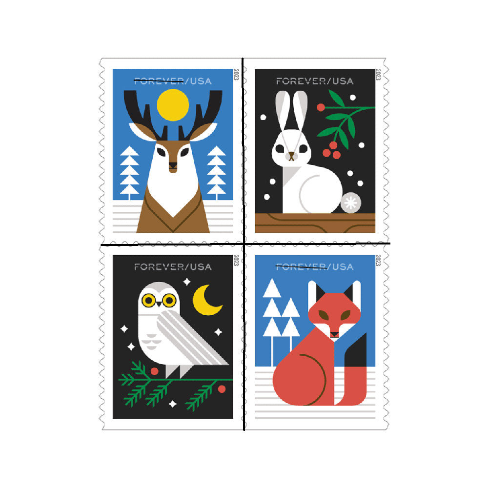 Forever Postage Stamps - Winter Woodland Animals