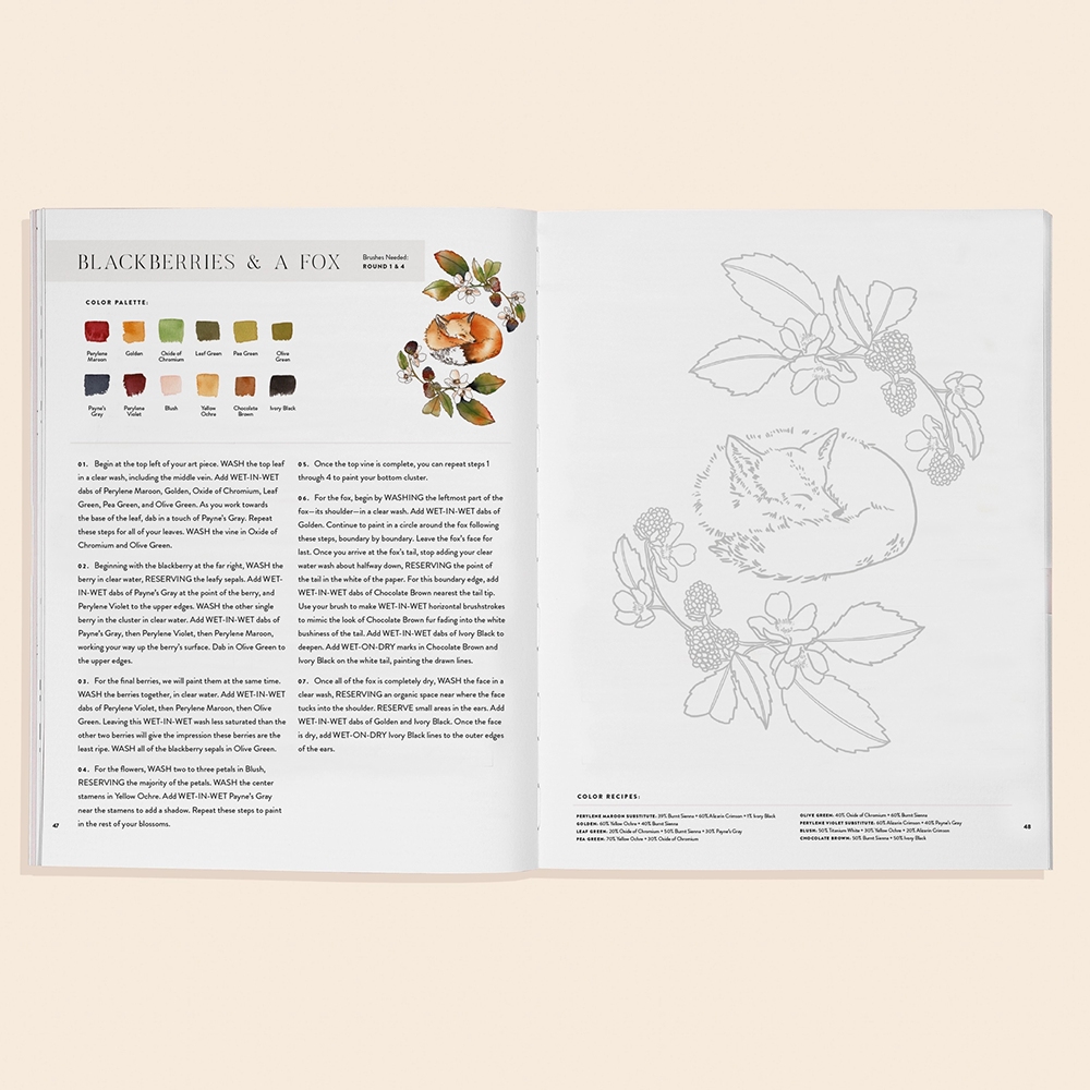 Watercolor Workbook 2: Flowers, Feathers & Animal Friends
