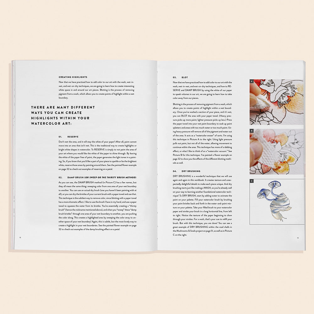 Watercolor Workbook 2: Flowers, Feathers & Animal Friends