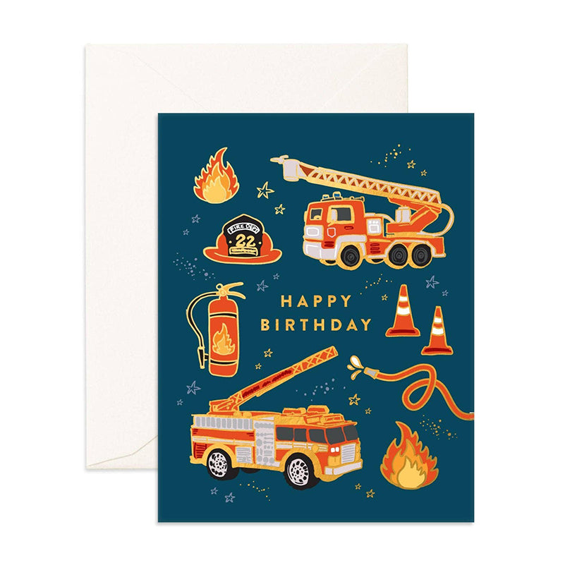 Fire Trucks Birthday Card