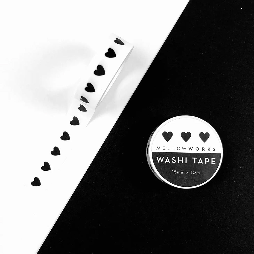 Black and White Hearts Washi Tape