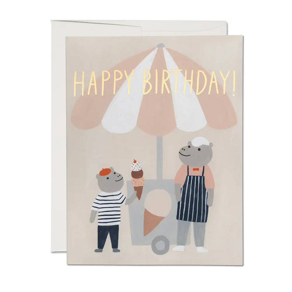 Ice Cream Hippos Birthday Card