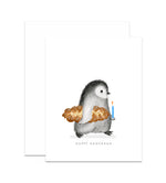 Penguin Challah Bread Hanukkah Card