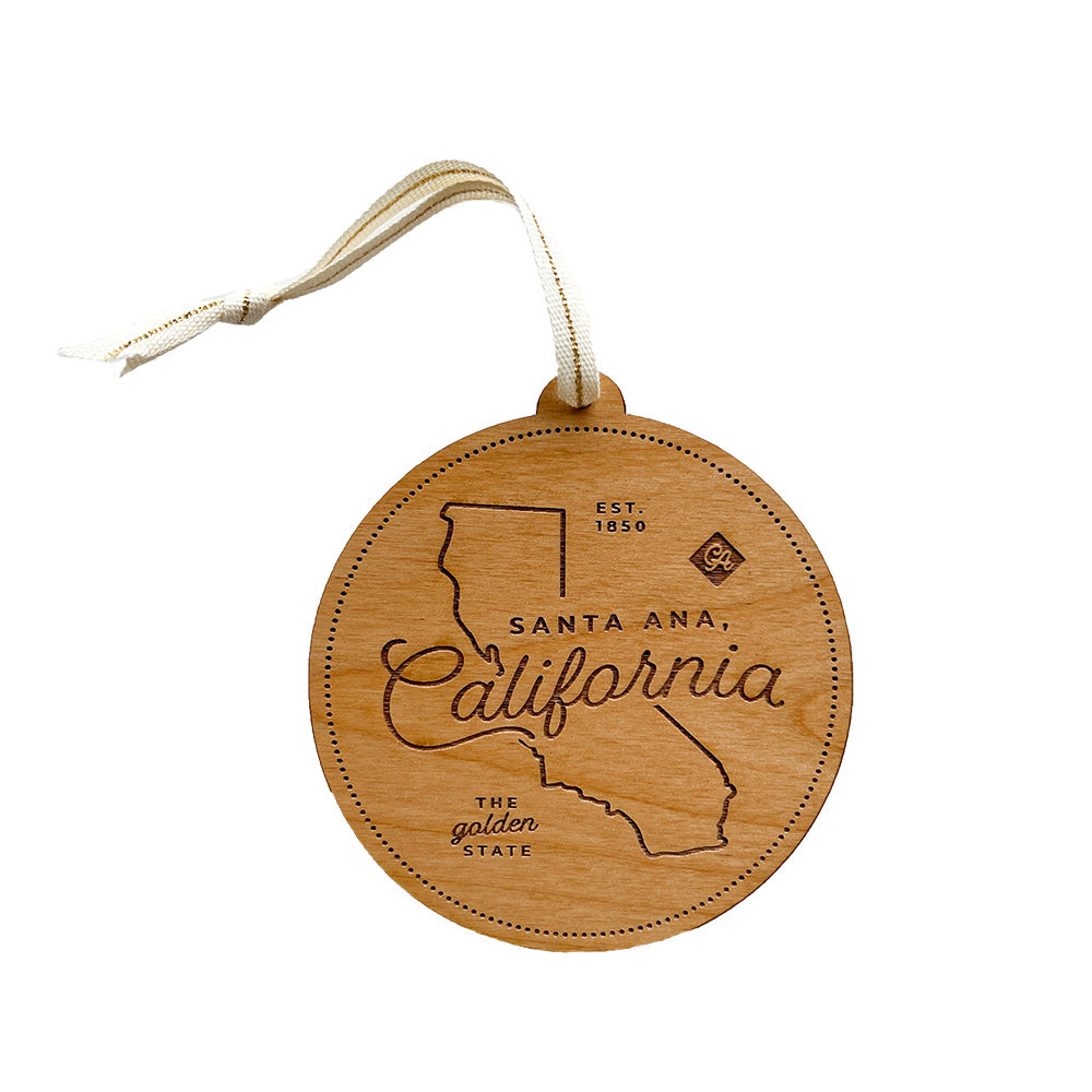 Santa Ana, California City Wood Ornament