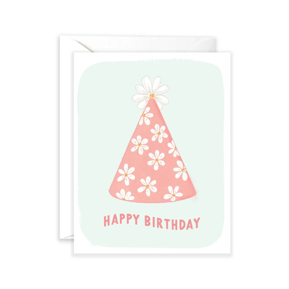 Daisy Party Hat Birthday Card